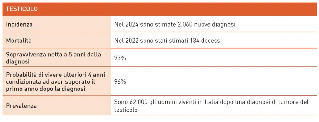 Dati 2024 sul tumore del testicolo in Italia